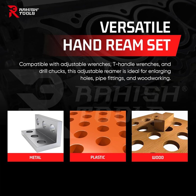 RAHISH TOOLS Adjustable Hand Reamer Tool H1 to H10 Sizes - 3/8" to 15/16” Reaming Tool for Precise Hole Finishing with Carbon Steel Blades - Hand Tools Reamers for Metal & Wood - 9.52mm - 23.81mm - Image 5